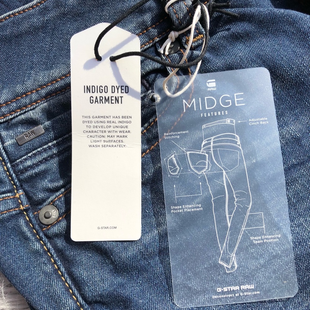 NWT G-Star Raw Midge Saddle Mid-Waist Straight Jeans, Size 28 - Picture 5 of 5